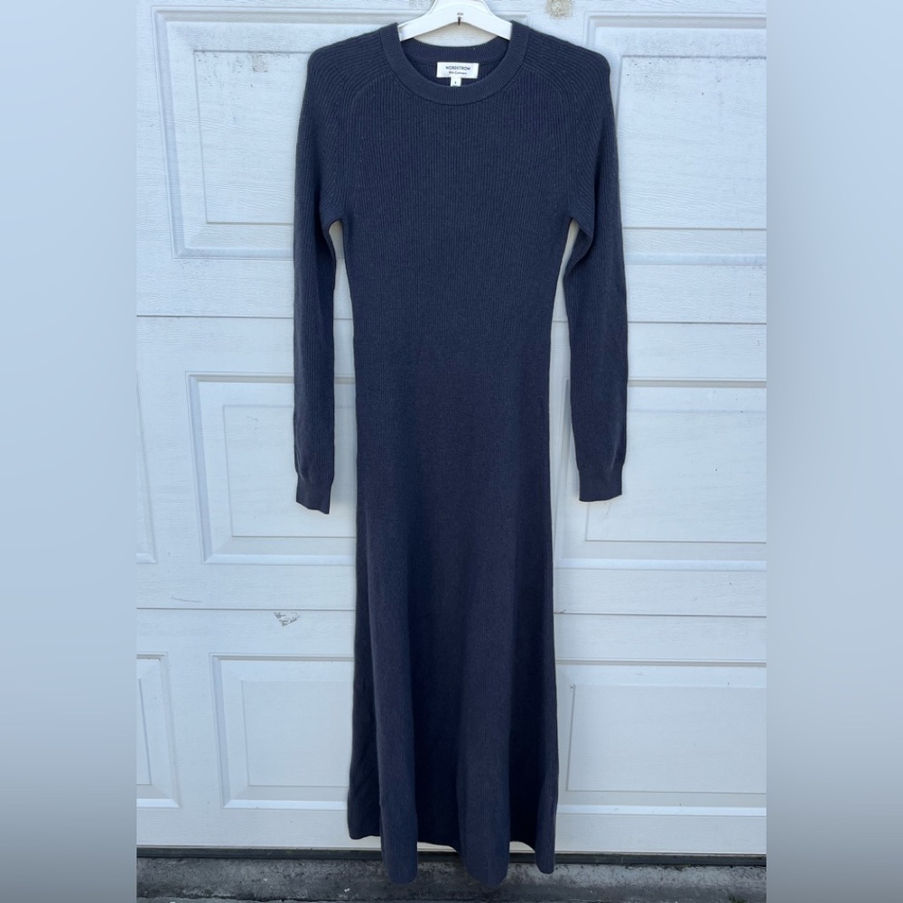 Women's Nordstrom Sweater Dress Wool & Cashmere Blend Midi Dress grey Size S